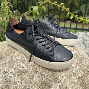 FRYE Women’s Black Lena Low Leather Lace-Up Sneakers Sz 9M Casual Shoes Platform